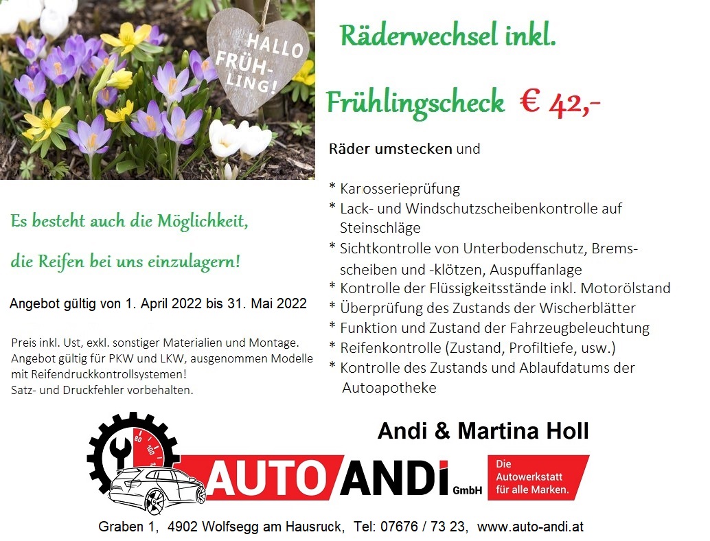 2022-04 bis 05 Räderwechsel inkl. Frühlingscheck